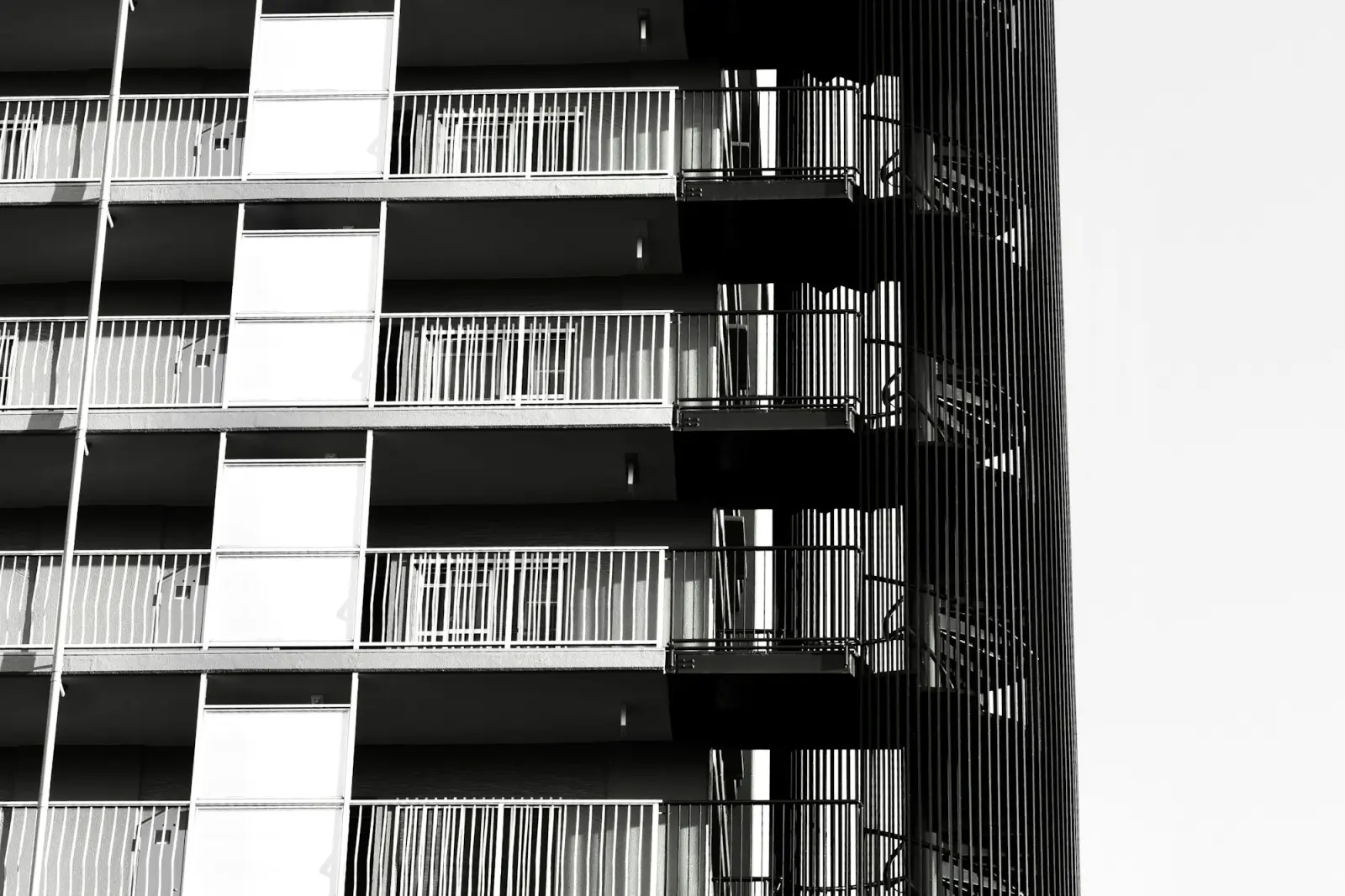Apartment balconies in repeating rows